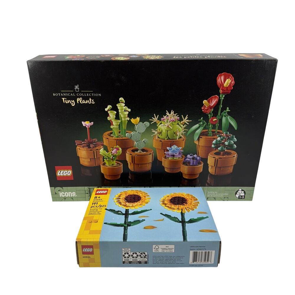 NIB LEGO Icons Tiny Plants 10329 & Sunflowers 40524 Botanical Collection 949 PCS